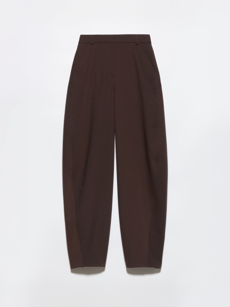 Double-breasted satin coat, navy | MAX&Co. Barrel-leg stretch trousers - CHOCOLATE - MAX&Co.